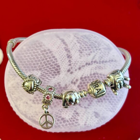 Pandora pre-own sterling silver charm bracelet - Picture 3 of 5